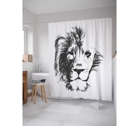 Штора (занавеска) для ванной JoyArty "Спокойствие льва" из сатена, 180х200 см с крючками, sc_21840