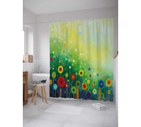 Штора (занавеска) для ванной JoyArty "Одуванчиковые блики" из сатена, 180х200 см с крючками, sc_21132