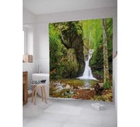 Штора (занавеска) для ванной JoyArty "Незаметный водопад" из сатена, 180х200 см с крючками, sc_21812