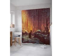 Штора (занавеска) для ванной JoyArty "Охота на мышей" из сатена, 180х200 см с крючками, sc_21795