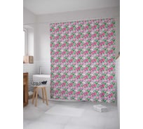 Штора (занавеска) для ванной JoyArty "Разнообразие розовых цветов" из сатена, 180х200 см с крючками, sc_258470