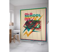 Штора (занавеска) для ванной JoyArty "Олдскул вечен" из сатена, 180х200 см с крючками, sc_22056