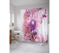 Штора (занавеска) для ванной JoyArty "Настроение праздника" из сатена, 180х200 см с крючками, sc_21464