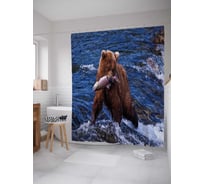 Штора (занавеска) для ванной JoyArty "Медвежий улов" из сатена, 180х200 см с крючками, sc_21744