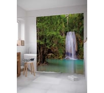 Штора (занавеска) для ванной JoyArty "Чистейший водопад" из сатена, 180х200 см с крючками, sc_21798