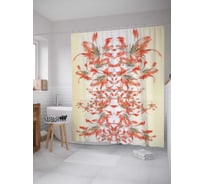 Штора (занавеска) для ванной JoyArty "Лиственный дух" из сатена, 180х200 см с крючками, sc_2762