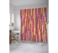 Штора (занавеска) для ванной JoyArty "Штрихи горизонтали" из сатена, 180х200 см с крючками, sc_28533