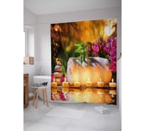 Штора (занавеска) для ванной JoyArty "Массажное полотенце" из сатена, 180х200 см с крючками, sc_21865