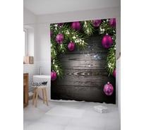 Штора (занавеска) для ванной JoyArty "Шары для елки" из сатена, 180х200 см с крючками, sc_21477