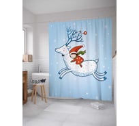 Штора (занавеска) для ванной JoyArty "Девочка на олене" из сатена, 180х200 см с крючками, sc_21480