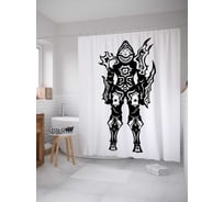 Штора (занавеска) для ванной JoyArty "Бронь воина" из сатена, 180х200 см с крючками, sc_23746