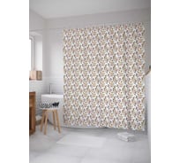 Штора (занавеска) для ванной JoyArty "Узор из роз" из сатена, 180х200 см с крючками, sc_262041
