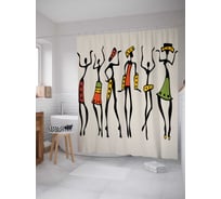 Штора (занавеска) для ванной JoyArty "Африканское веселье" из сатена, 180х200 см с крючками, sc_23276