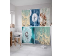 Штора (занавеска) для ванной JoyArty "Ветренные одуванчики" из сатена, 180х200 см с крючками, sc_18468