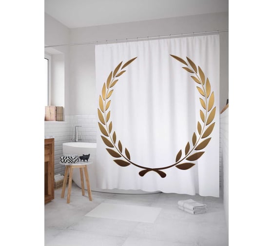 Штора (занавеска) для ванной JoyArty "Победный венок" из сатена, 180х200 см с крючками, sc_23754 1