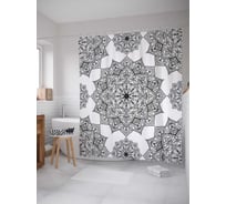 Штора (занавеска) для ванной JoyArty "Геометрическое любопытство" из сатена, 180х200 см с крючками, sc_21210