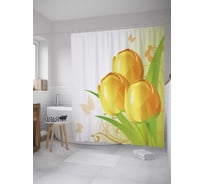 Штора (занавеска) для ванной JoyArty "Солнечные тюльпаны" из сатена, 180х200 см с крючками, sc_27829