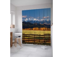 Штора (занавеска) для ванной JoyArty "Бескрайняя природа за забором" из сатена, 180х200 см с крючками, sc_21631