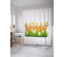 Штора (занавеска) для ванной JoyArty "Маленький забор" из сатена, 180х200 см с крючками, sc_21643