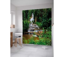 Штора (занавеска) для ванной JoyArty "Весенний водопад" из сатена, 180х200 см с крючками, sc_21826