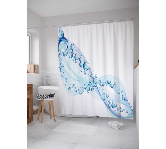 Штора (занавеска) для ванной JoyArty "Завихрение струи" из сатена, 180х200 см с крючками, sc_29057 1