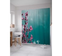 Штора (занавеска) для ванной JoyArty "Сакура на фоне неба" из сатена, 180х200 см с крючками, sc_29291