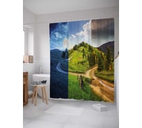 Штора (занавеска) для ванной JoyArty "Изменение времени" из сатена, 180х200 см с крючками, sc_21686