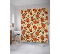 Штора (занавеска) для ванной JoyArty "Облепиха" из сатена, 180х200 см с крючками, sc_29225