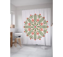 Штора (занавеска) для ванной JoyArty "Снежинка из веток смородины" из сатена, 180х200 см с крючками, sc_290613