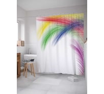 Штора (занавеска) для ванной JoyArty "Яркая пальма" из сатена, 180х200 см с крючками, sc_21754