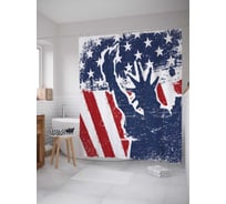 Штора (занавеска) для ванной JoyArty "Символы Америки" из сатена, 180х200 см с крючками, sc_20727