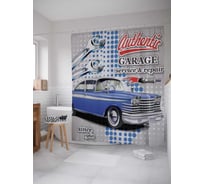 Штора (занавеска) для ванной JoyArty "Автомобильный гараж" из сатена, 180х200 см с крючками, sc_22061