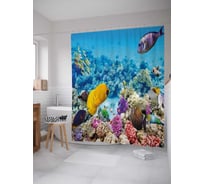 Штора (занавеска) для ванной JoyArty "Океанская история" из сатена, 180х200 см с крючками, sc_21295