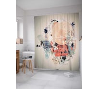 Штора (занавеска) для ванной JoyArty "Абстрактный коллаж" из сатена, 180х200 см с крючками, sc_29046