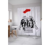 Штора (занавеска) для ванной JoyArty "Парижский мим" из сатена, 180х200 см с крючками, sc_21035