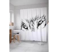 Штора (занавеска) для ванной JoyArty "Взгляд хищника" из сатена, 180х200 см с крючками, sc_21838