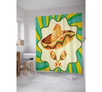 Штора (занавеска) для ванной JoyArty "Мексиканские пляски" из сатена, 180х200 см с крючками, sc_20624