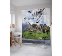 Штора (занавеска) для ванной JoyArty "Все на водопой" из сатена, 180х200 см с крючками, sc_21746