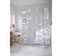 Штора (занавеска) для ванной JoyArty "Печатная плата" из сатена, 180х200 см с крючками, sc_29257