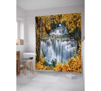 Штора (занавеска) для ванной JoyArty "Водопадные уступы" из сатена, 180х200 см с крючками, sc_21828