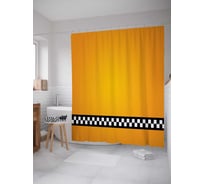 Штора (занавеска) для ванной JoyArty "Полоса с клетками" из сатена, 180х200 см с крючками, sc_21878