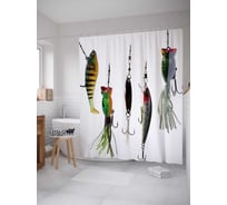 Штора (занавеска) для ванной JoyArty "Экзотический крючки" из сатена, 180х200 см с крючками, sc_21296