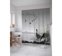 Штора (занавеска) для ванной JoyArty "Летящие птицы" из сатена, 180х200 см с крючками, sc_21738