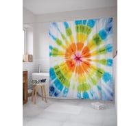 Штора (занавеска) для ванной JoyArty "Разноцветные круги" из сатена, 180х200 см с крючками, sc_274832