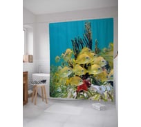 Штора (занавеска) для ванной JoyArty "Золотые рыбки" из сатена, 180х200 см с крючками, sc_21288