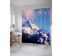Штора (занавеска) для ванной JoyArty "Вид на горы" из сатена, 180х200 см с крючками, sc_20399
