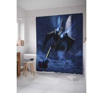 Штора (занавеска) для ванной JoyArty "Космические бойни" из сатена, 180х200 см с крючками, sc_23705