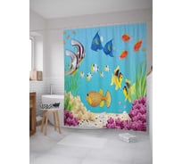 Штора (занавеска) для ванной JoyArty "Океанские краски" из сатена, 180х200 см с крючками, sc_20568