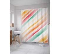 Штора (занавеска) для ванной JoyArty "Радужные лучи" из сатена, 180х200 см с крючками, sc_21418