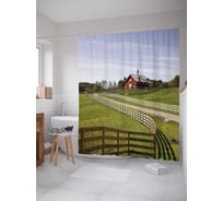 Штора (занавеска) для ванной JoyArty "Фермерская дорога" из сатена, 180х200 см с крючками, sc_21620